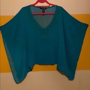 Sheer teal top